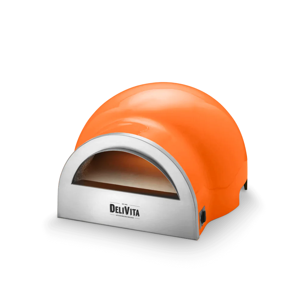 DeliVita Eco Wood & Gas Fired Oven - Orange Blaze + Regulator & Hose